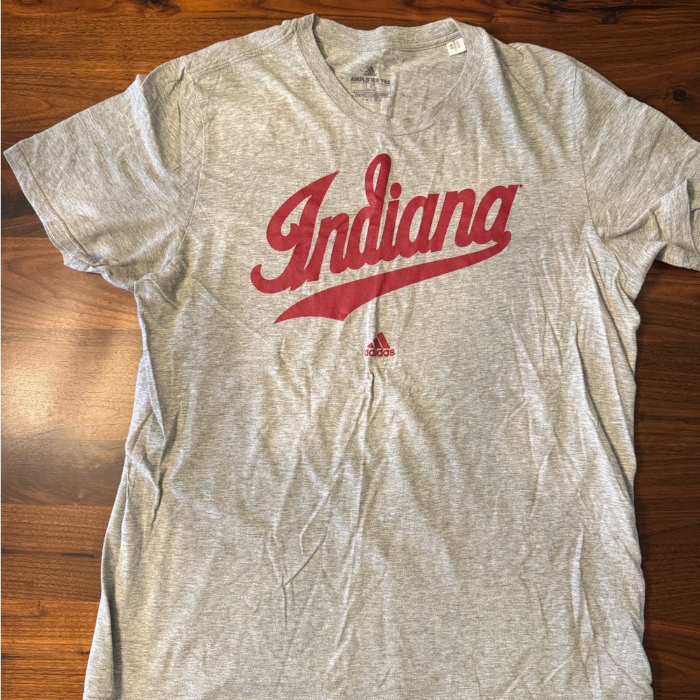 Adidas Indiana University Gray and Red Men's Tee